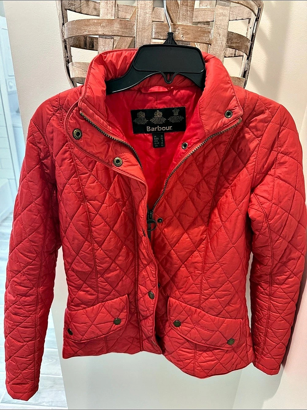 Barbour Flyweight Cavalry Quilted Jacket Red Size 8